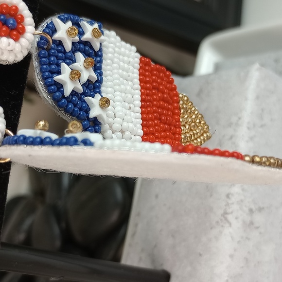 Patriotic Ice Cream Cone Seed Bead Post Earrings by Laura Janelle - Picture 4 of 5